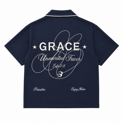 UNMERITED FAVOR SHIRT - NAVY BLUE